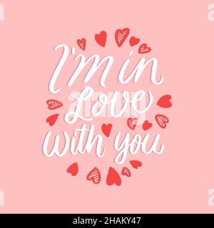 romantic hand lettering for valentines day. valentines day romantic typography. isolated vector design Stock Vector