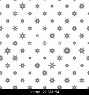 Winter seamless pattern with grey snowflakes on white background. Vector illustration for fabric, textile wallpaper, posters, gift wrapping paper Stock Vector