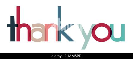 Colorful letters forming the word -thank you- Gratitude thanks and agreement between colleagues or friends or family. Teamwork. Appreciate and thank. Stock Vector