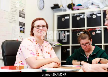 Portrait of redhead woman in glasses Stock Photo