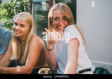 Smiling women looking at camera Stock Photo