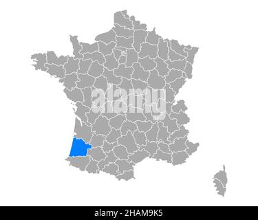 Les Landes France Map Map Of Landes In France Stock Photo - Alamy