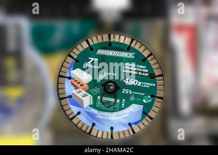 Manitowoc, WI USA December 12 2021: The hybrid segmented rim diamond blade for cutting concrete and masonry Stock Photo