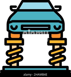 Car lift machine icon. Outline car lift machine vector icon color flat isolated Stock Vector