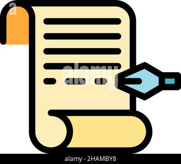 Write scenario icon. Outline write scenario vector icon color flat isolated Stock Vector