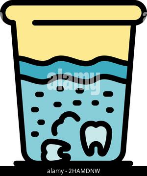 Teeth in rinse icon. Outline teeth in rinse vector icon color flat isolated Stock Vector