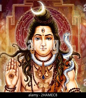 hinduism lord shiva spiritual illustration holy Stock Photo