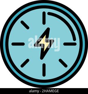 Time energy icon. Outline time energy vector icon color flat isolated Stock Vector