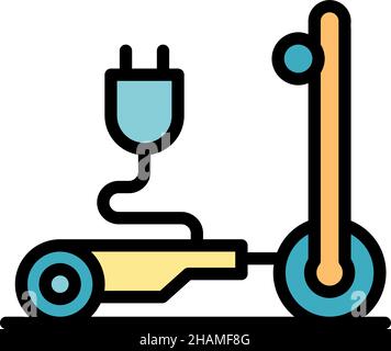 Friend electric scooter icon. Outline friend electric scooter vector icon color flat isolated Stock Vector