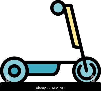 Balance electric scooter icon. Outline balance electric scooter vector icon color flat isolated Stock Vector