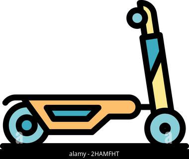 Electric scooter cycle icon. Outline electric scooter cycle vector icon color flat isolated Stock Vector