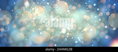 Artistic Glittering Bokeh Sparkles Celebration Blue with Slate Gray Colors Illustrative Banner Background Wallpaper Concept Of Christmas For Ads Stock Photo