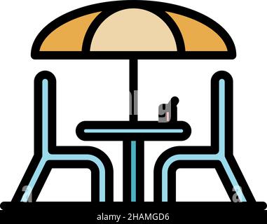 Street restaurant umbrella icon. Outline street restaurant umbrella vector icon color flat isolated Stock Vector