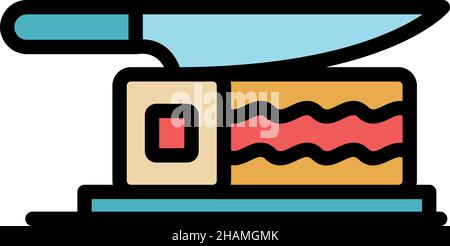 Restaurant knife sushi icon. Outline restaurant knife sushi vector icon color flat isolated Stock Vector