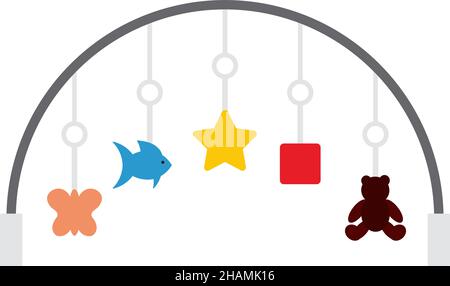 Baby Arc With Hanged Toys Icon. Flat Color Design. Vector Illustration. Stock Vector