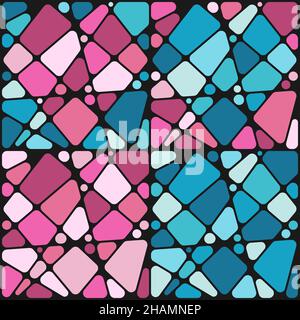Set of backgrounds with mosaic hearts. Vector colored backgrounds in pink and blue. Stock Vector