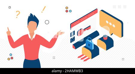 Cybersecurity protective online system features. Antivirus digital software program service Stock Vector