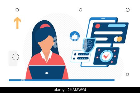 Online digital security private data software system. Protecting digital information from corruption Stock Vector