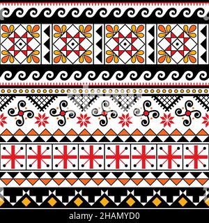 Easter eggs design from Ukraine vector seamless pattern with, folk art style Easter eggs repetitive design Hutsul Pisanky Stock Vector
