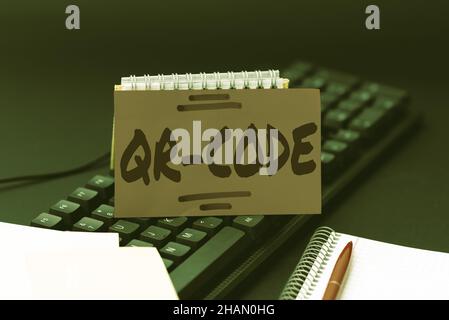 Writing displaying text Qr Code. Business overview the trademark for a type of matrix barcode A machinereadable code Entering Image Keyword And Stock Photo