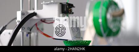 3D printing machine operation closeup. 3D rapid prototype processing Stock Photo