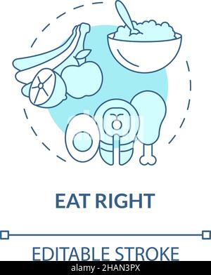 Eat right turquoise concept icon Stock Vector