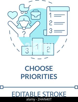 Choose priorities turquoise concept icon Stock Vector