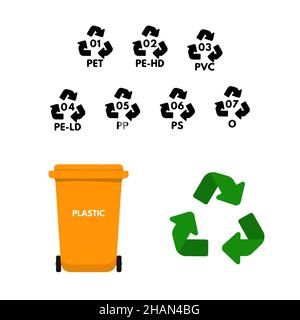 Orange garbage bin for plastic. Stock Vector