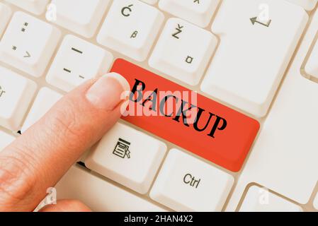 Handwriting text Backup. Business idea copy of file or other item data made in case original is lost damaged Connecting With Online Friends, Making Stock Photo