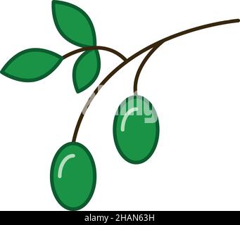 Olive Filled Outline Icon Fruit Vector Stock Vector