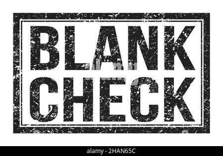 BLANK CHECK, words written on black rectangle stamp sign Stock Photo