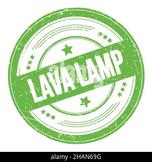 LAVA LAMP text on green round grungy texture stamp. Stock Photo