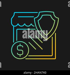 Small business insurance gradient vector icon for dark theme Stock Vector