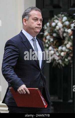 London, UK. 14th Dec, 2021. Nigel Adams MP, Minister of State without Portfolio at the Cabinet Office, walks in Downing Street. Today's cabinet meeting is said to be mostly Zoom based, but some cabinet ministers have chosen to attend in Downing Street. Credit: Imageplotter/Alamy Live News Stock Photo