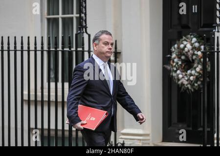 London, UK. 14th Dec, 2021. Nigel Adams MP, Minister of State without Portfolio at the Cabinet Office, walks in Downing Street. Today's cabinet meeting is said to be mostly Zoom based, but some cabinet ministers have chosen to attend in Downing Street. Credit: Imageplotter/Alamy Live News Stock Photo