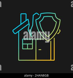 Earthquake home insurance gradient vector icon for dark theme Stock Vector