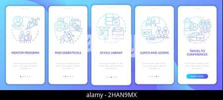 Employee training onboarding mobile app page screen Stock Vector