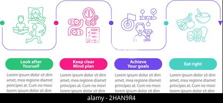 Well balanced life tips square infographic template Stock Vector