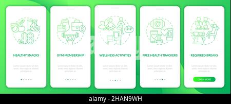 Gym membership onboarding mobile app screens with service prices