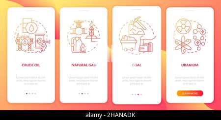 Types of nonrenewable energy sources onboarding mobile app page screen ...