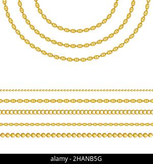 Gold chain, isolated on white background. Vector illustration. Stock Vector