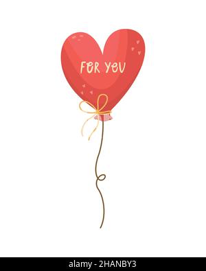 Vector illustration of a heart-shaped balloon. Illustration for Valentine's Day. Stock Vector