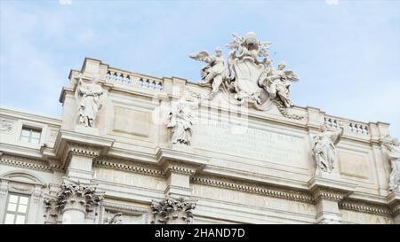 The Trevi Fountain is a fountain in Rome, Italy. Stock. It is largest Baroque fountain in the city. It is located in the rione of Trevi. Stock Photo