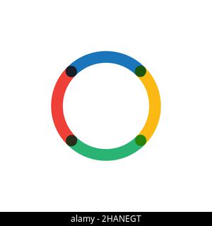 Colored hi-tech circle company logo design, business symbol concept, minimal style. Stock vector illustration Stock Vector