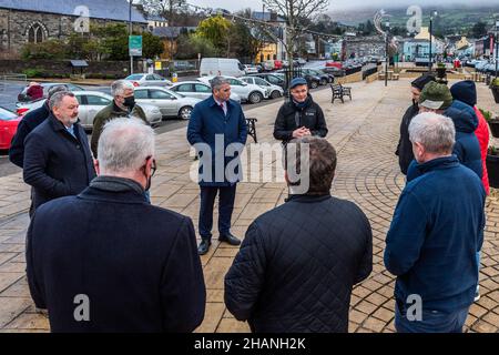 Bantry, West Cork, Ireland. 14th Dec, 2021. Minister for the Office of Public Works (OPW), Patrick O'Donovan TD, today visited Bantry in West Cork, after last week's floods, which affected 23 properties inn the town. He met business owners who were affected by the flooding. Credit: AG News/Alamy Live News Stock Photo