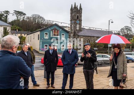 Bantry, West Cork, Ireland. 14th Dec, 2021. Minister for the Office of Public Works (OPW), Patrick O'Donovan TD, today visited Bantry in West Cork, after last week's floods, which affected 23 properties in the town. He met business owners who were affected by the flooding. Credit: AG News/Alamy Live News Stock Photo