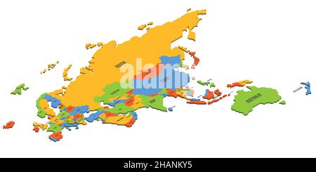 Isometric political map of Australia Stock Vector