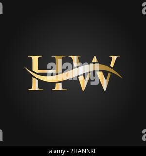 Letter HW Logo Design Template. HW, H W Letter Logo Modern, Flat, Minimalist, Business, Company Sign Stock Vector