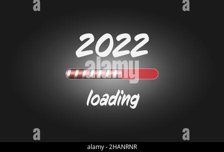 2022 loading with progress bar, new year card vector illustration Stock Vector