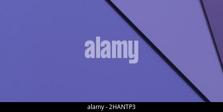 Abstract colored paper geometry composition banner background in very peri, purple color. Top view Stock Photo